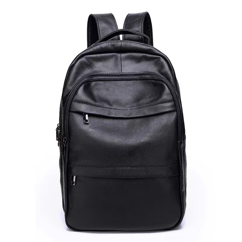 Genuine leather large capacity leisure backpack