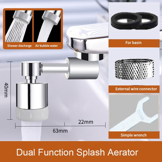 pipicars Faucet Extender Universal 1080° Rotation Splash Aerator Filter
